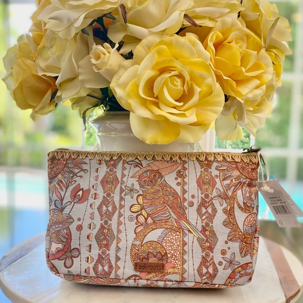 Sakroots NWT Large Blue Owl Cosmetic Zip Pouch - Picture 1 of 7